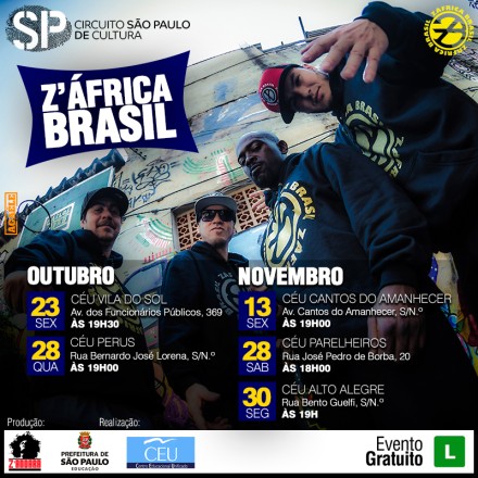 Z’África Brasil | 23 e 28/outubro/ 13, 28, 30/novembro/2015 | Circuito São Paulo de Cultura