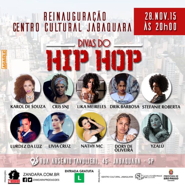 Divas do Hip Hop | 28/novembro/2015 às 20h00 | Centro Cultural Jabaquara